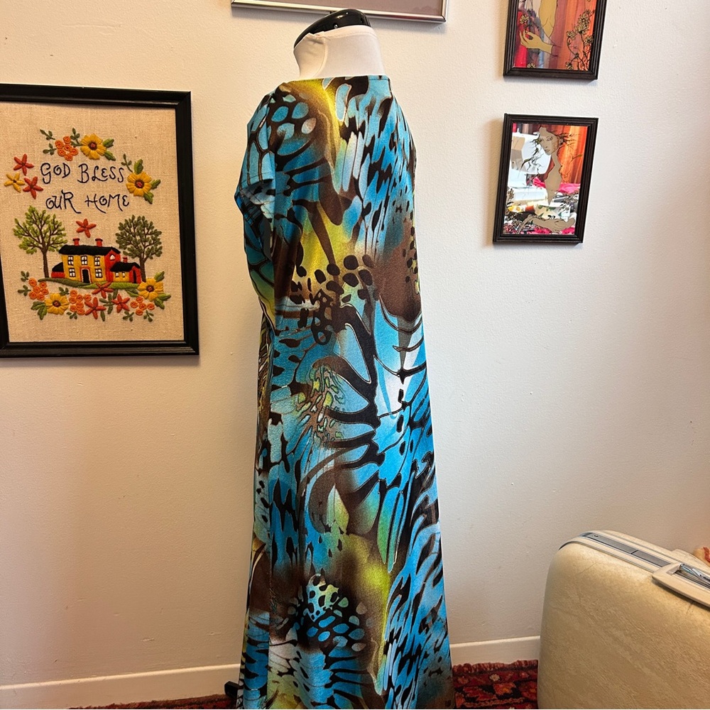 Boho Butterfly Wing Vintage 90s Y2K Glam Fairycore Artsy Twist Front Maxi Dress - Picture 10 of 15